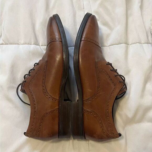 Cole Haan Men's Wayne Cap Toe Oxford Brogue Shoes British Tan 13 - Picture 4 of 10